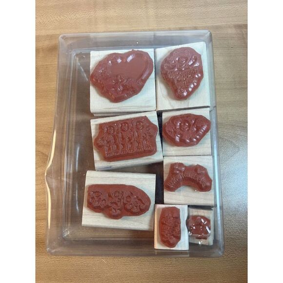 Stampin Up Collection of 8 Wood Rubber Stamps Bear Theme - Picture 6 of 7